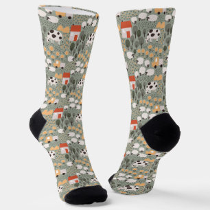 Cute Farm Scene Pattern Socks