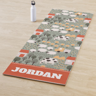 Cute Farm Scene Pattern Yoga Mat
