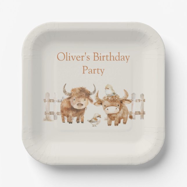 Cute Farm Themed Birthday Party for Boy or Girl  Paper Plate (Front)