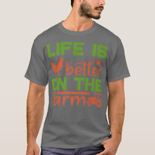 Cute Farmer Crazy Chicken Lady Cow Horse Country L T-Shirt