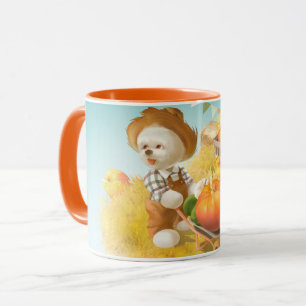 Cute Farmer Dog with Pumpkin Mug