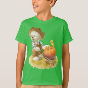 Cute Farmer Dog with Pumpkin T-Shirt