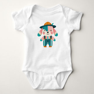Cute Farmer Puppy Dog Baby Bodysuit