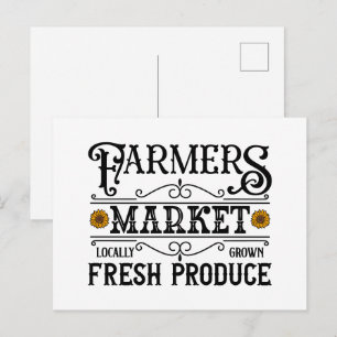 Cute Farmers market word art Postcard