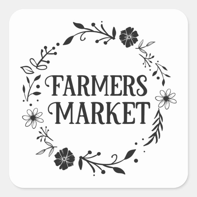 Cute Farmers market word art Square Sticker (Front)