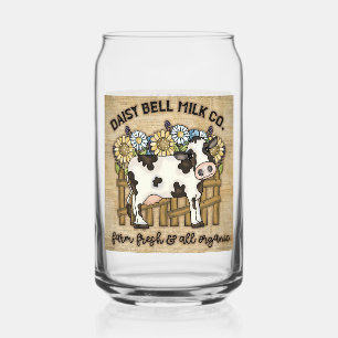 Cute Farmhouse dairy milk cow Can Glass