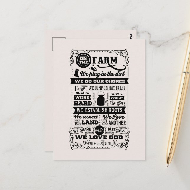 Cute Farmhouse welcome add guest message Postcard  (Front/Back In Situ)