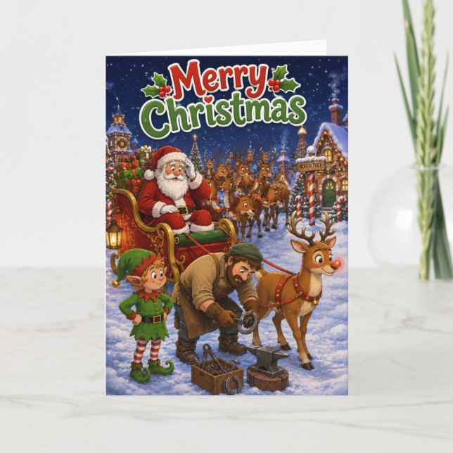 Cute Farrier Client Appreciation Corporate Winter Holiday Card (Front)