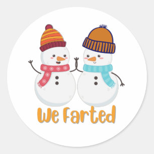 Cute Farting Snowmen Classic Round Sticker