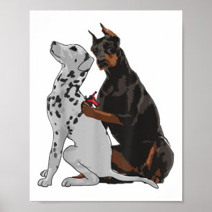 Cute Fashionable Doberman Tattooing Dalmatian Dog Poster