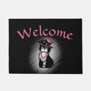 Cute Fashionista Puppy Dog Welcome Doormat