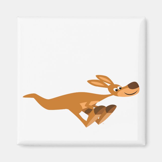 Cute Fast Cartoon Kangaroo Magnet (Front)