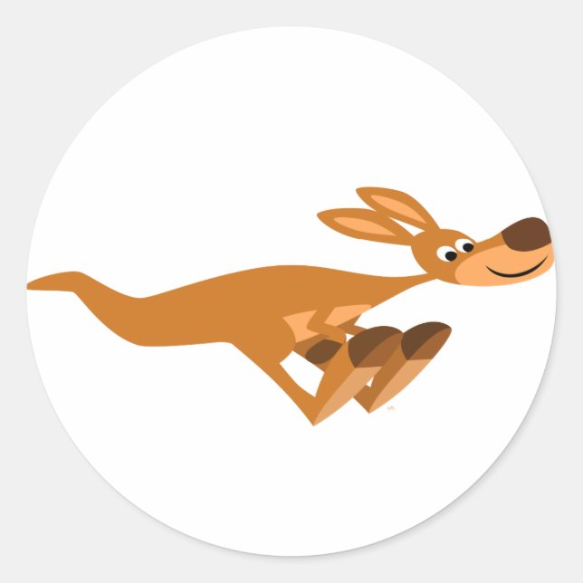 Cute Fast Cartoon Kangaroo Sticker (Front)