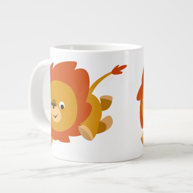Cute Fast Cartoon Lion Jumbo Mug (Front Left)