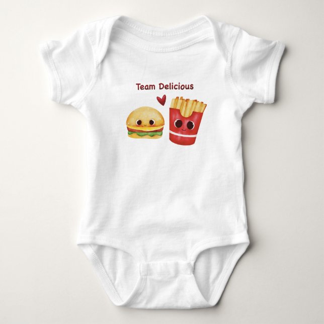 Cute Fast Food – Kawaii Junk Food Faces Baby Bodysuit (Front)