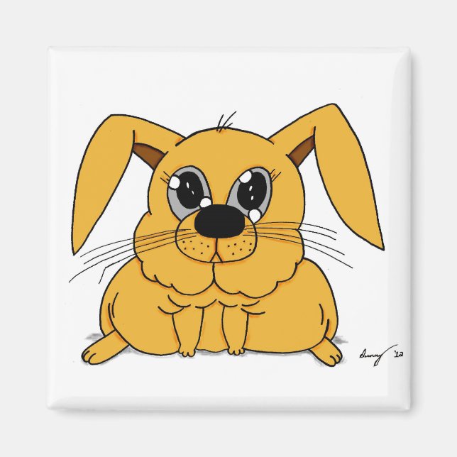 Cute Fat Bunny Square Magnet (Front)