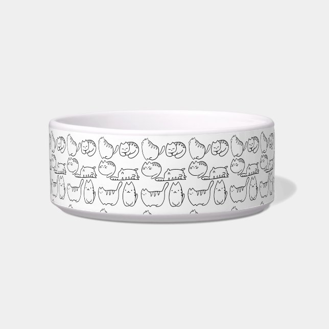 Cute fat cartoon kawaii cat set bowl (Front)