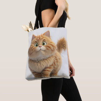 CUTE FAT CARTOON ORANGE TABBY CAT TOTE BAG