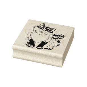 Cute Fat Cat Rubber Stamp
