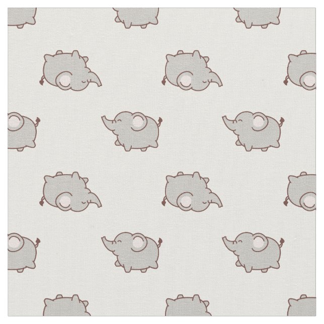 Cute Fat Elephant Pattern Fabric (Close Up)