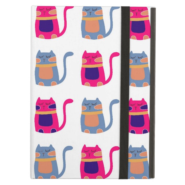 Cute Fat Kitty Cats in Pink Melon Blue Unique Gift iPad Air Case (Front Closed)