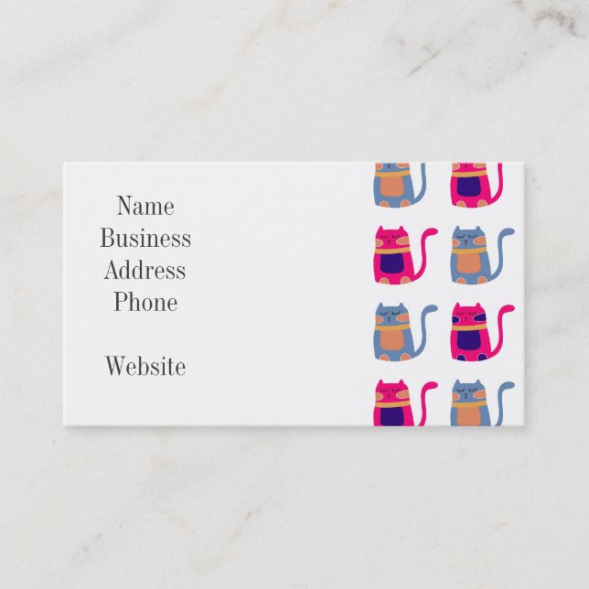 Cute Fat Kitty Cats Pink Melon Blue Unique Gifts Business Card (Front)