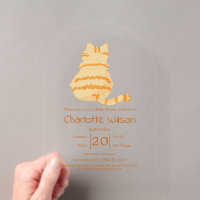 Cute Fat Orange Cat Baby Shower Acrylic Invitation