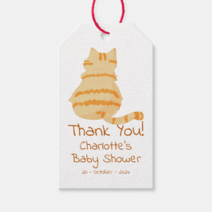 Cute Fat Orange Cat Baby Shower Gift Tags