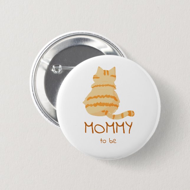 Cute Fat Orange Cat Baby Shower Mommy-to-be 6 Cm Round Badge (Front & Back)