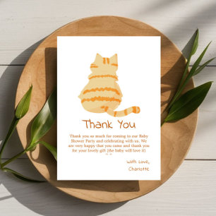 Cute Fat Orange Cat Baby Shower Thank You Card