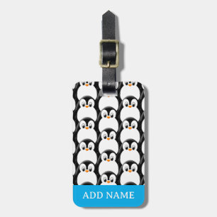 Cute Fat Penguin All Over Print Pattern Editable Luggage Tag