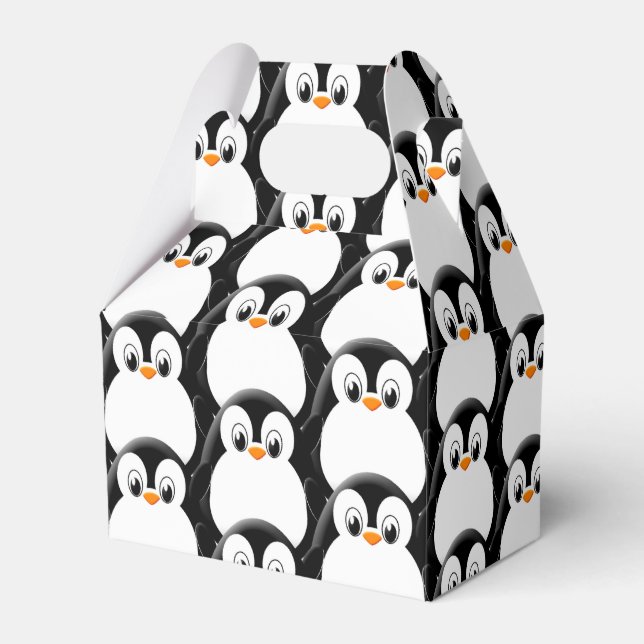 Cute Fat Penguin All Over Print Pattern Favour Box (Front Side)