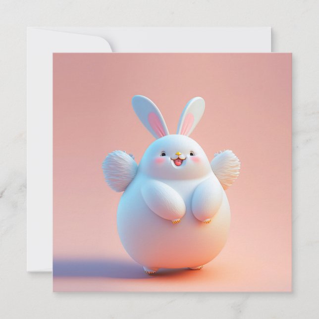 Cute Fat White Rabbit With Wings (Front)