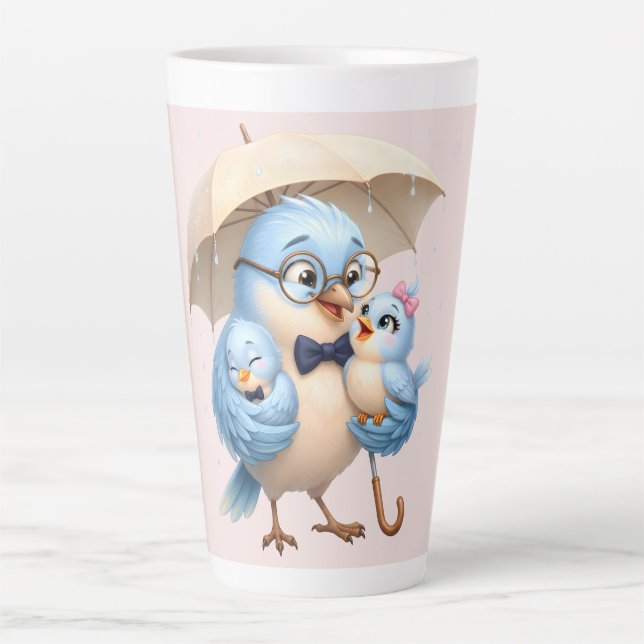 Cute Father Bird Latte Mug Gift (Front)