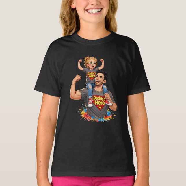 Cute Father & Daughter Superhero T-Shirt (Front)