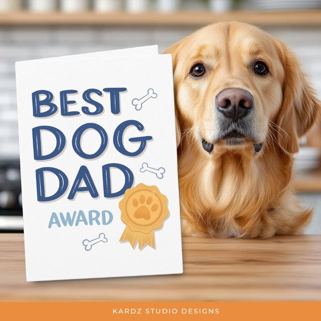 Cute Fathers Day Best Dog Dad Greeting Card (The card is shown in 5 x 7 inches. Personalize your message and select your size before checkout.)
