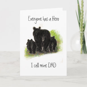 Cute Father's Day, Dad my Hero, Bear Family Card