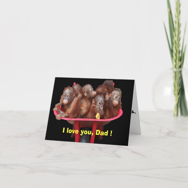 Cute Father's Day Monkey Business Thank You Card (Front)