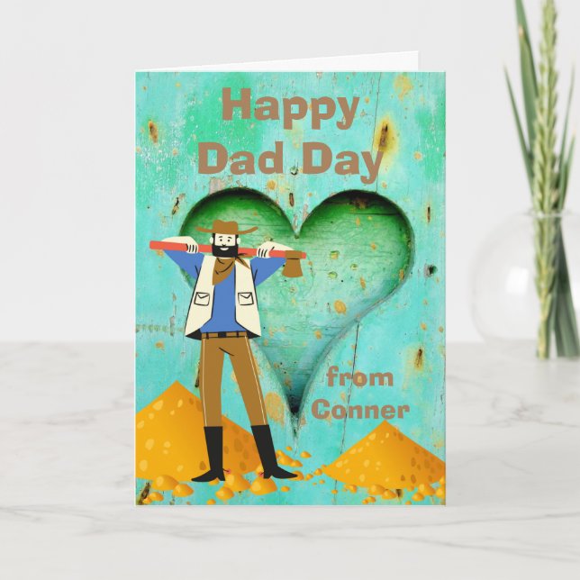 Cute Father's Day with Carved Heart and Cowboy Card (Front)