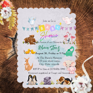 Cute Fauna Mama-Baby Themed Baby Shower Invitation
