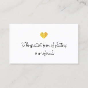 Cute Faux Gold Foil Heart Customer Referral Card