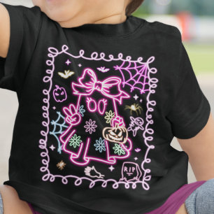 Cute Faux Neon Glow Halloween Spooky Ghost Girl Baby T-Shirt