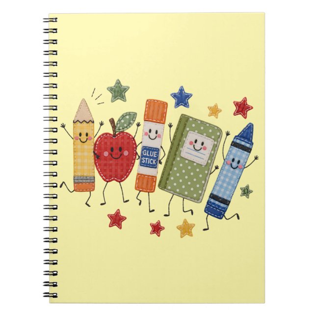 Cute Faux Patch Back To School Cute Supplies Gift Notebook (Front)