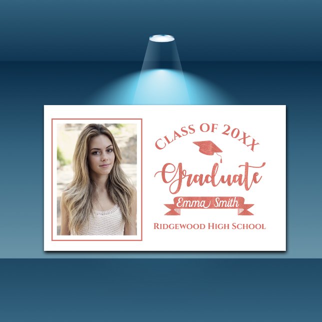 Cute Faux Rose Gold Class Of 2024 Photo Graduation Banner (Cute Faux Rose Gold Class Of 2024 Photo Graduation Banner)