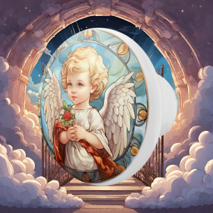 Cute faux stained glass Angel Religious Ceramic Knob