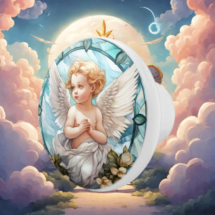 Cute faux stained glass Angel Religious  Ceramic Knob