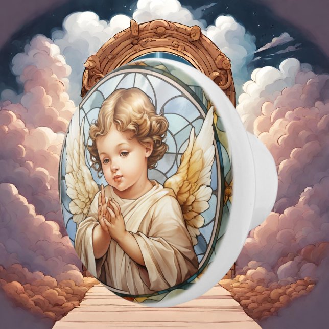 Cute faux stained glass Angel Religious  Ceramic Knob (Creator Uploaded)