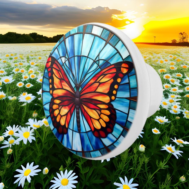 Cute faux stained glass butterfly  ceramic knob (Creator Uploaded)