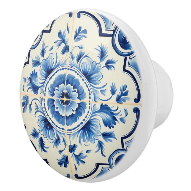 Cute faux tile Portuguese  Ceramic Knob (Right)