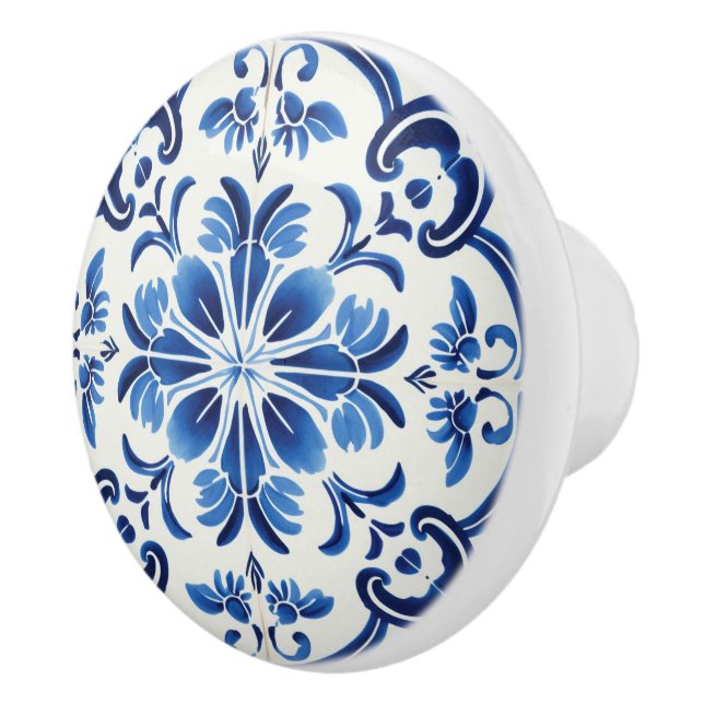 Cute faux tile Portuguese  Ceramic Knob (Right)